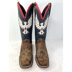 JB Dillon Morning Glory Patriotic USA Cowboy Cowgirl Boots Eagle Womens 8.5 B